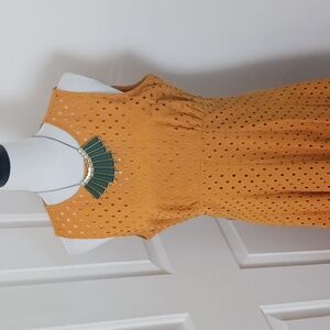 Antonio Melani vibrant mustard color midi length dress